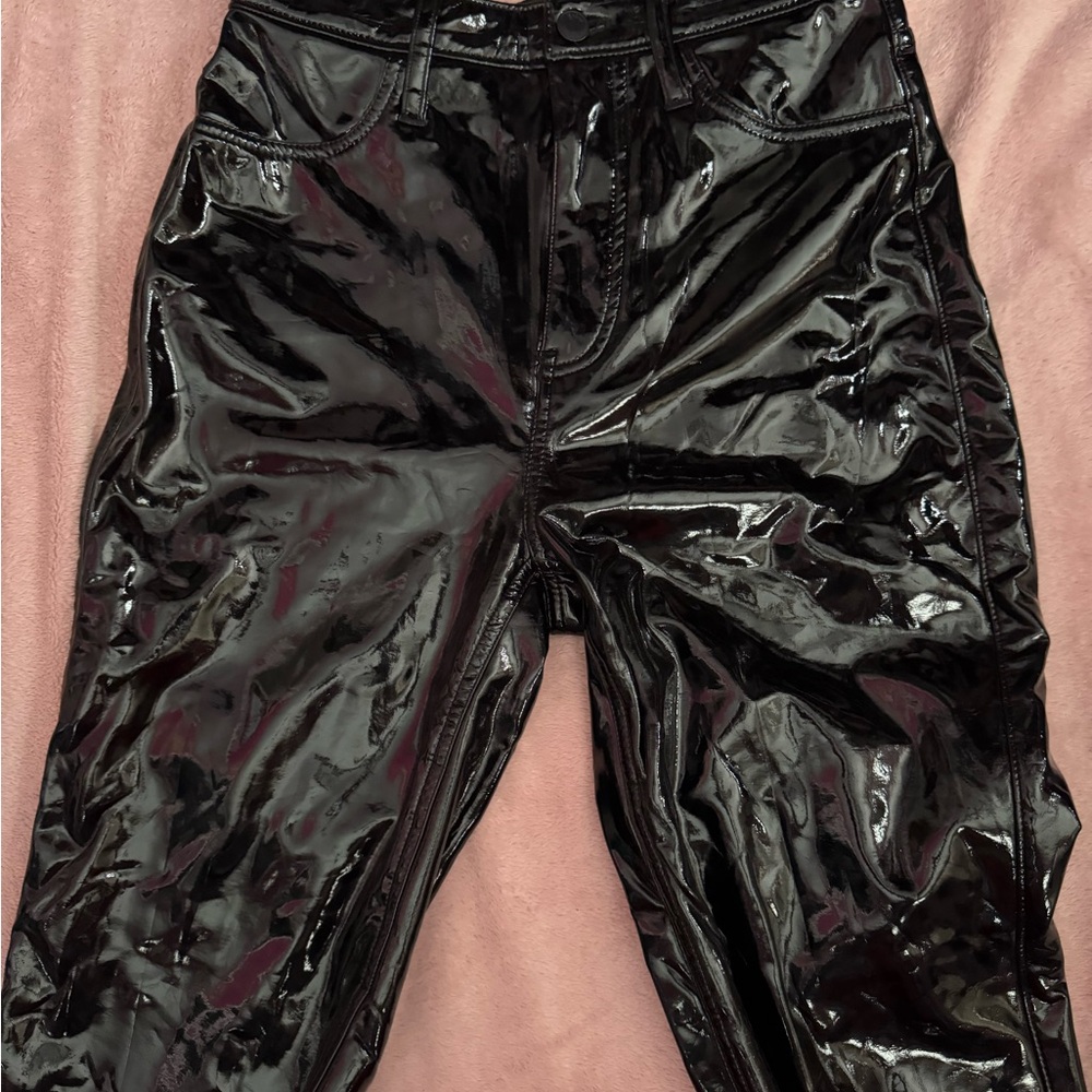 Hollister Shiny Black Straight Leg Pants